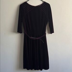 Unique Vintage Plum Velvet Long Sleeve Fit-and-Flare Dress